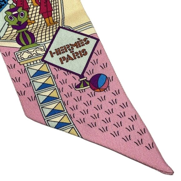 Auth HERMES Twilly - Light Blue Light Green Multi Scarf - Picture 3 of 6